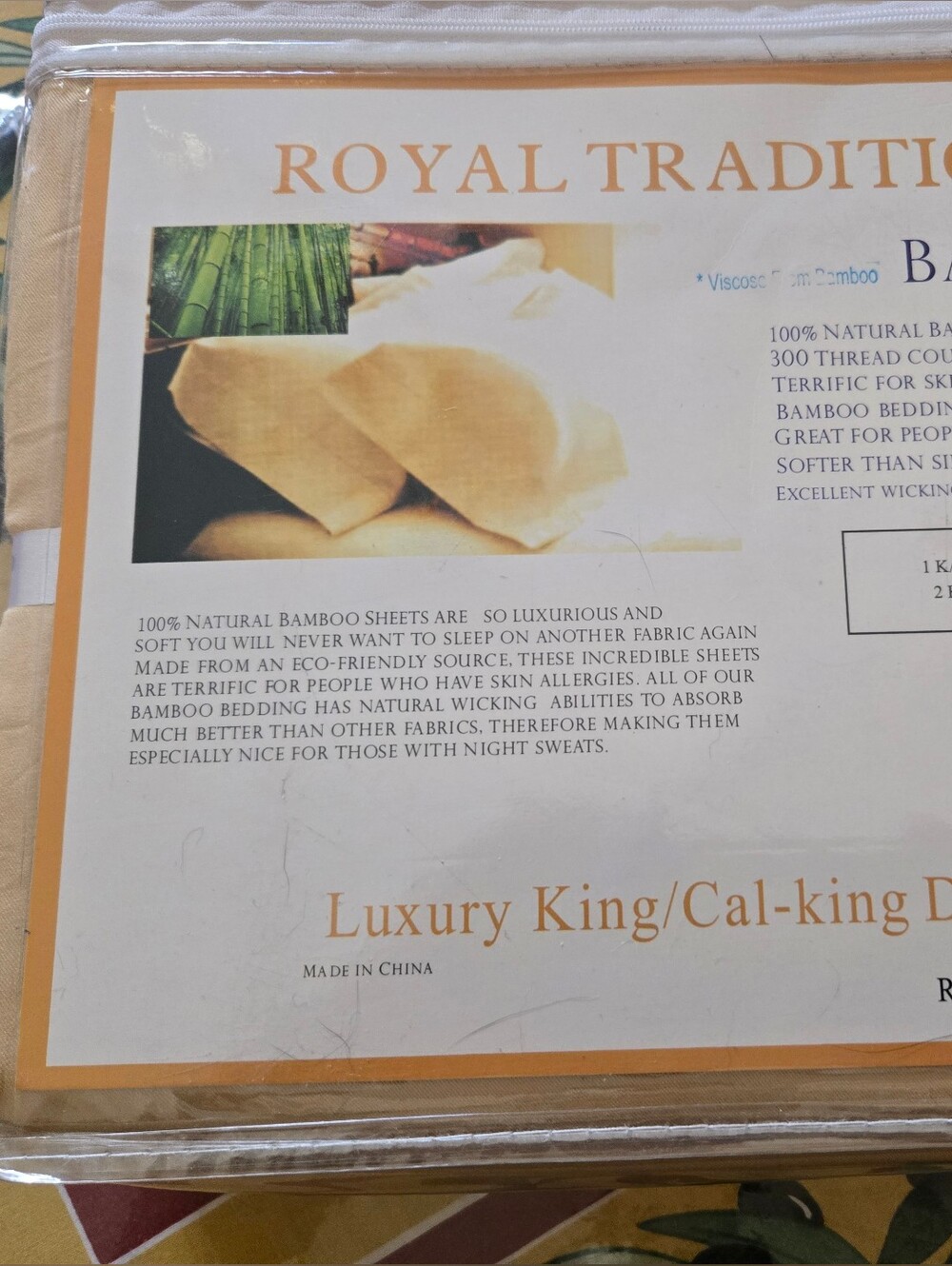 Luxury Bamboo King Bed Sheet Set. NWT. Gold.